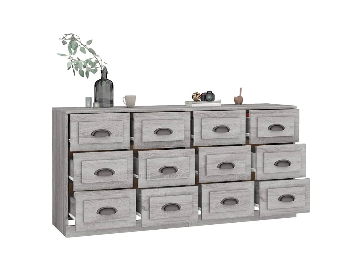 Buffets 2 pcs sonoma gris bois d'ingénierie