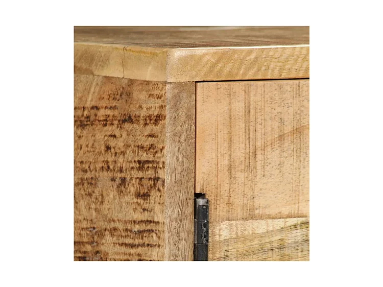 Buffet 4 portes manguier massif clair et métal noir Stracco