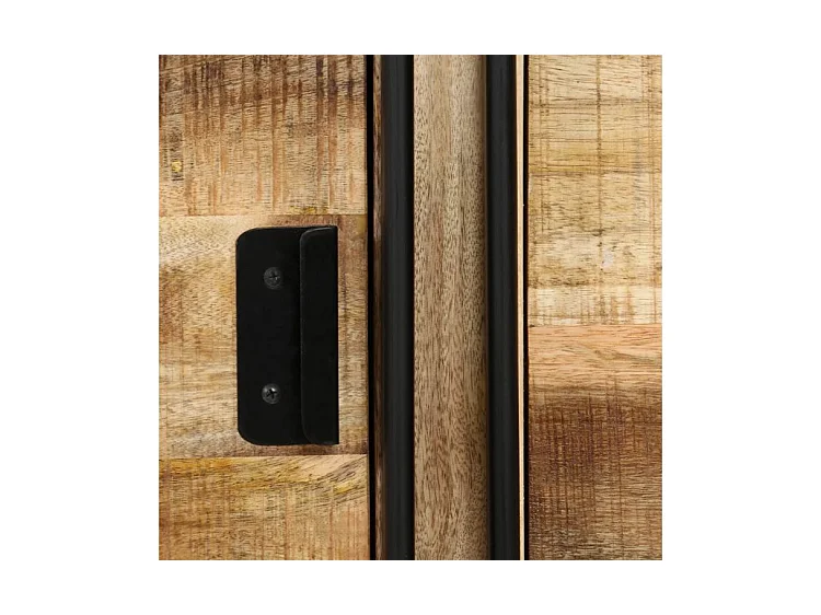 Buffet 4 portes manguier massif clair et métal noir Stracco