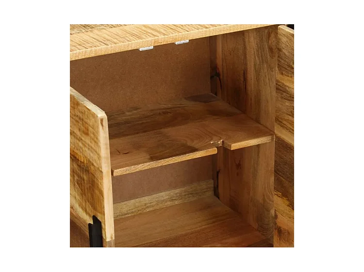 Buffet 4 portes manguier massif clair et métal noir Stracco