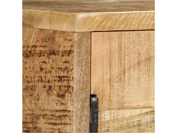 Buffet 4 portes manguier massif clair et métal noir Stracco