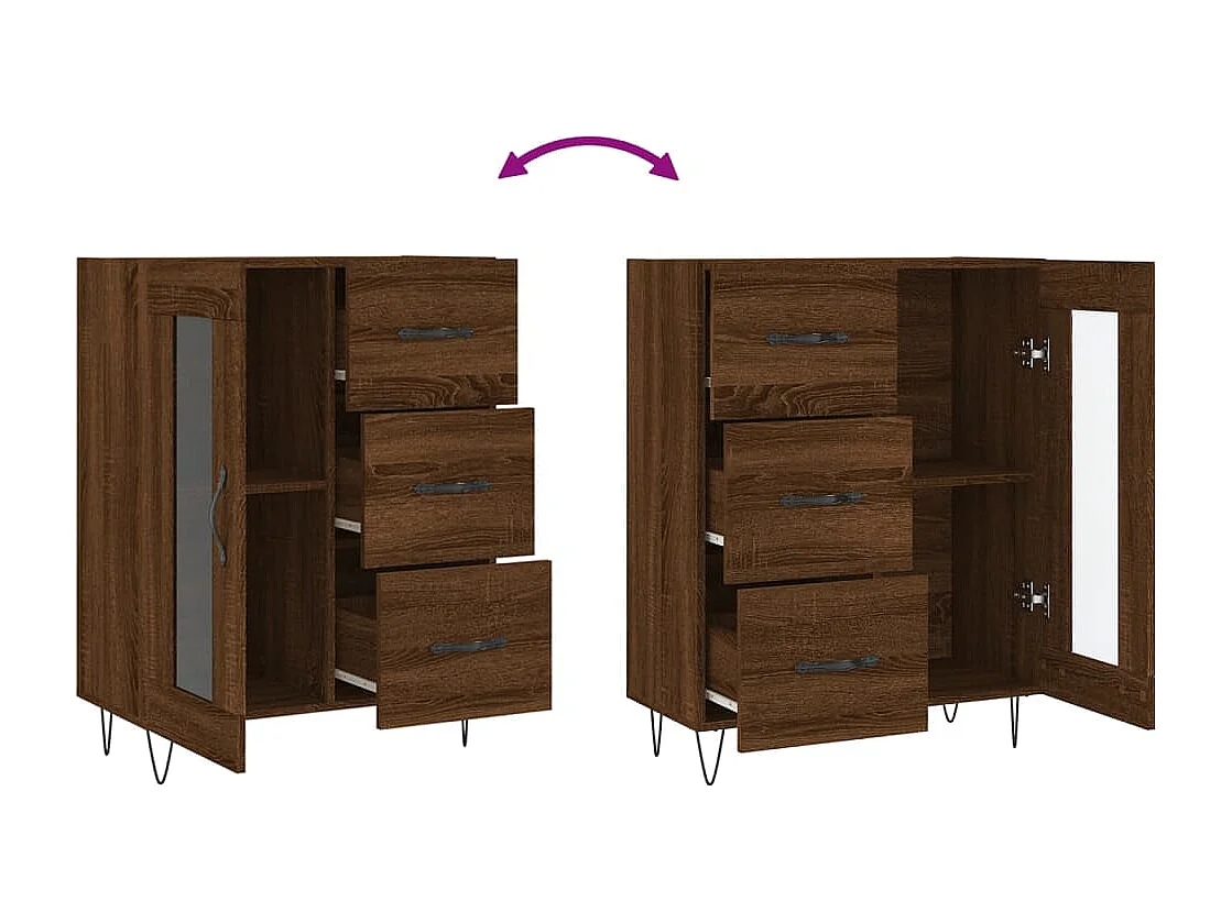 Buffet chêne marron 69,5x34x90 bois d'ingénierie