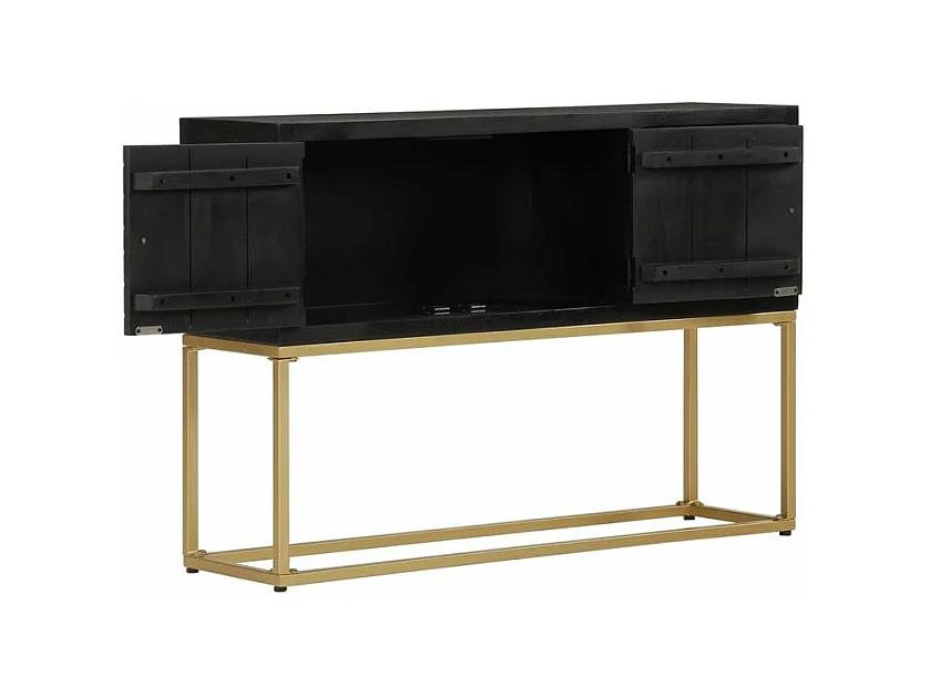 Buffet noir et doré 110x30x75 bois massif de manguier