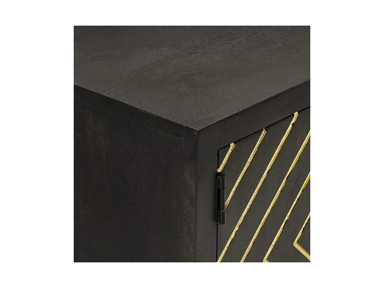 Buffet noir et doré 110x30x75 bois massif de manguier