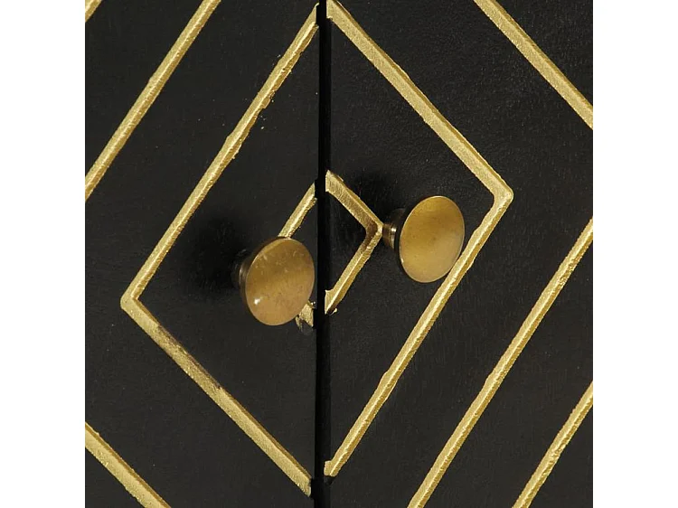 Buffet noir et doré 110x30x75 bois massif de manguier