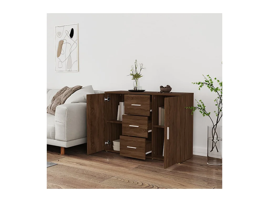 Buffet Chêne marron 91x29,5x65 Bois d'ingénierie
