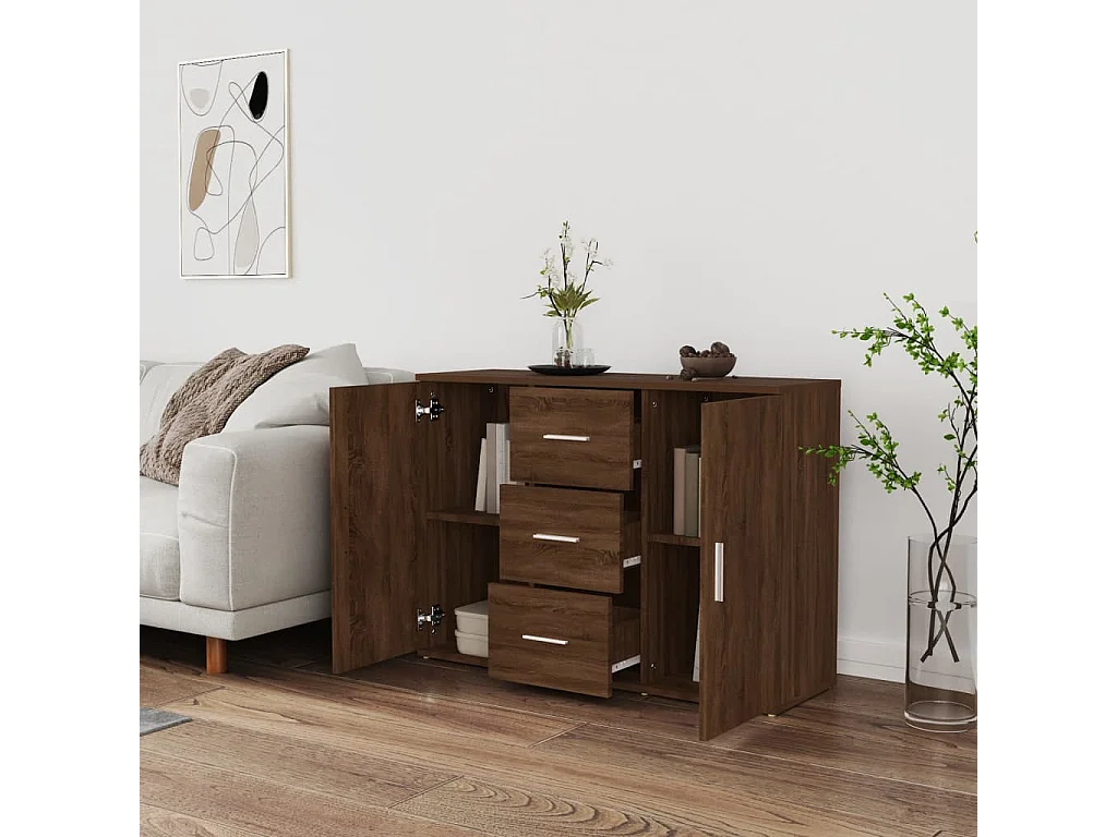 Buffet Chêne marron 91x29,5x65 Bois d'ingénierie