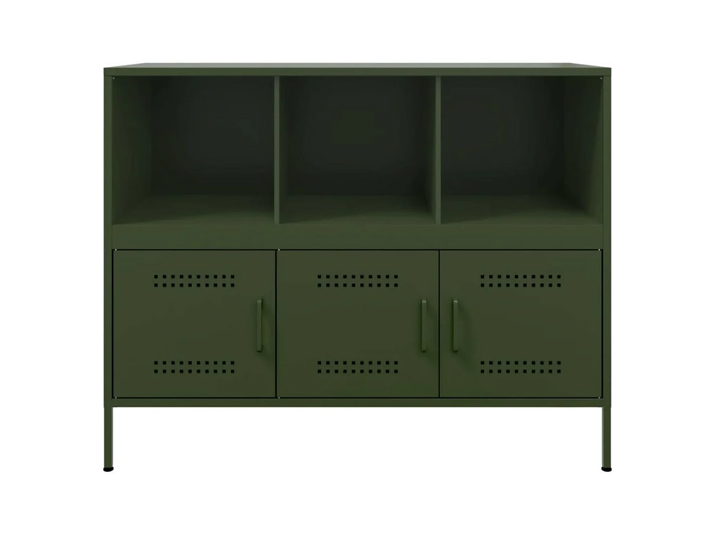 Meuble de rangement 3 portes 3 niches en acier Klavin 100cm - Style Industriel-Couleur Vert olive
