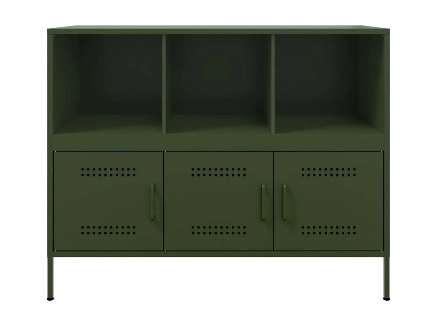 Meuble de rangement 3 portes 3 niches en acier Klavin 100cm - Style Industriel-Couleur Vert olive