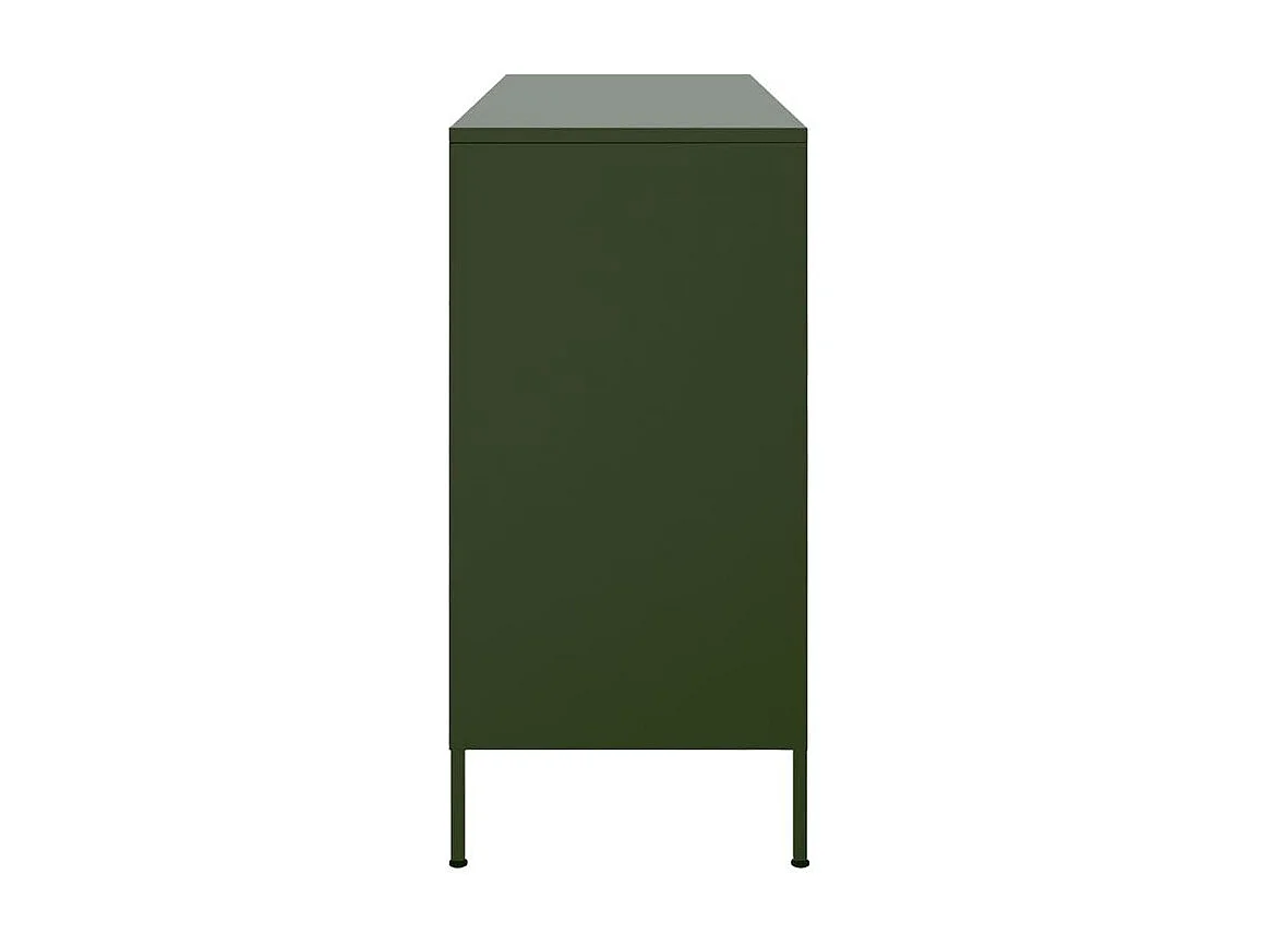 Meuble de rangement 3 portes 3 niches en acier Klavin 100cm - Style Industriel-Couleur Vert olive