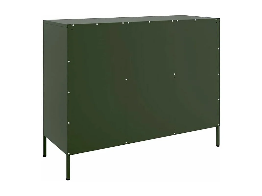 Meuble de rangement 3 portes 3 niches en acier Klavin 100cm - Style Industriel-Couleur Vert olive