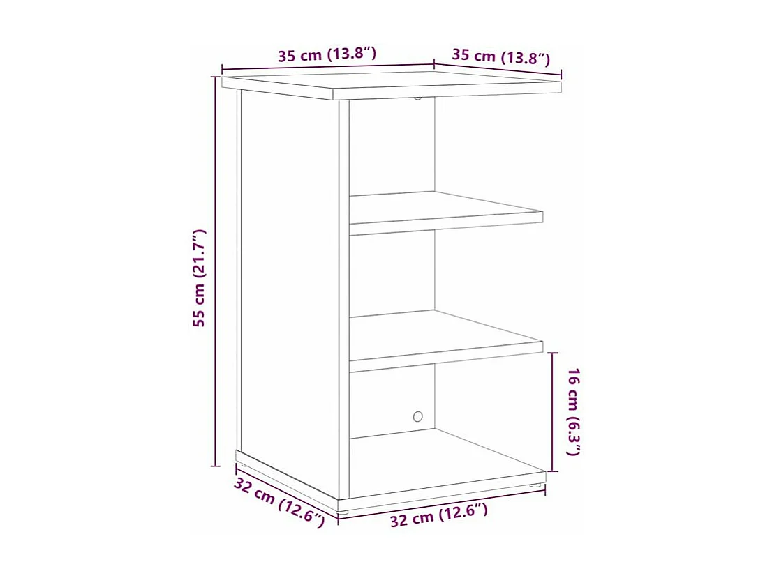 Buffet vieux bois 35x35x55 bois d'ingénierie