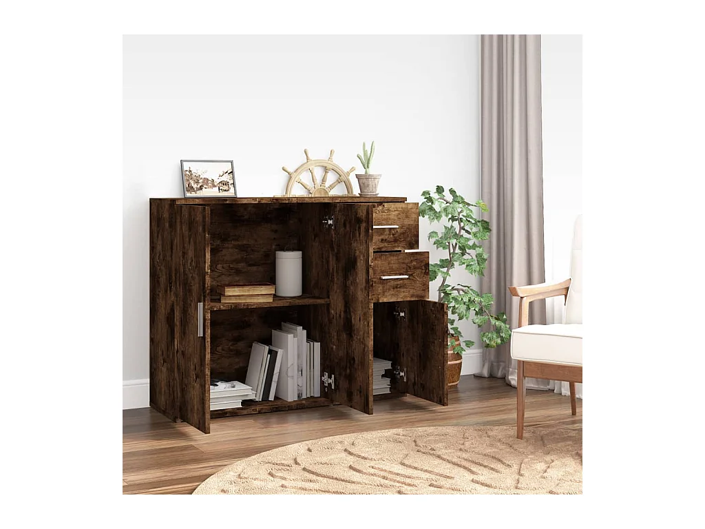 Buffet Chêne fumé 91x29,5x75 Bois d'ingénierie