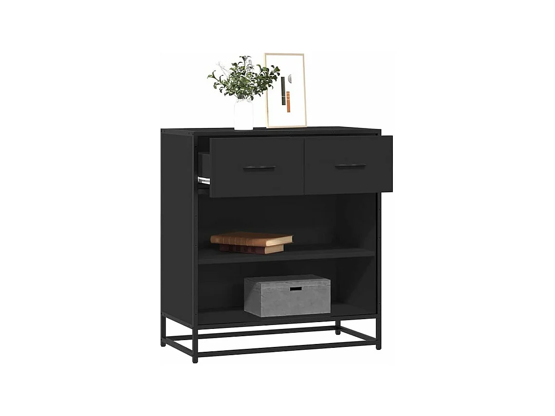 Buffet noir 68x35x76 bois d'ingénierie