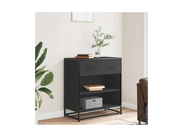 Buffet noir 68x35x76 bois d'ingénierie