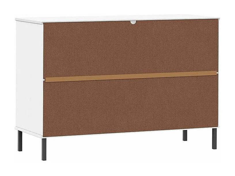 Buffet avec pieds en métal Blanc 113x40x77 Bois massif OSLO