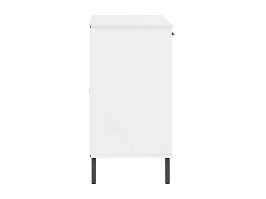 Buffet avec pieds en métal Blanc 113x40x77 Bois massif OSLO