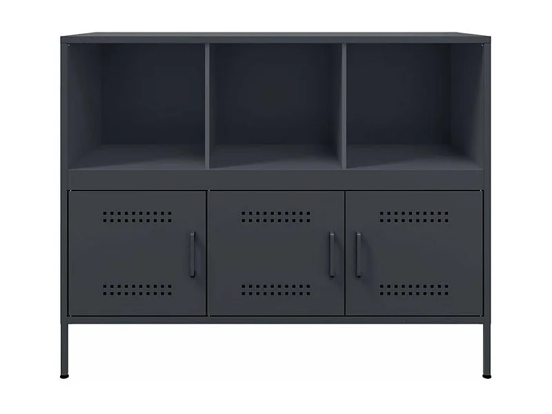 Meuble de rangement 3 portes 3 niches en acier Klavin 100cm - Style Industriel-Couleur Gris anthracite