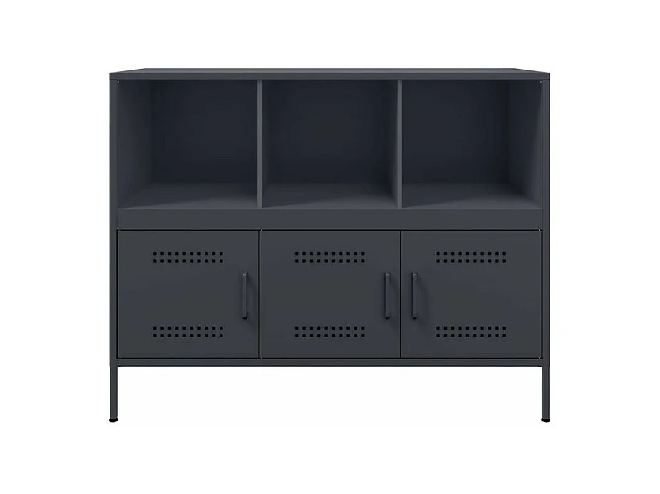 Meuble de rangement 3 portes 3 niches en acier Klavin 100cm - Style Industriel-Couleur Gris anthracite