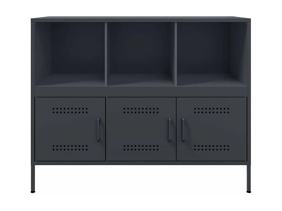 Meuble de rangement 3 portes 3 niches en acier Klavin 100cm - Style Industriel-Couleur Gris anthracite