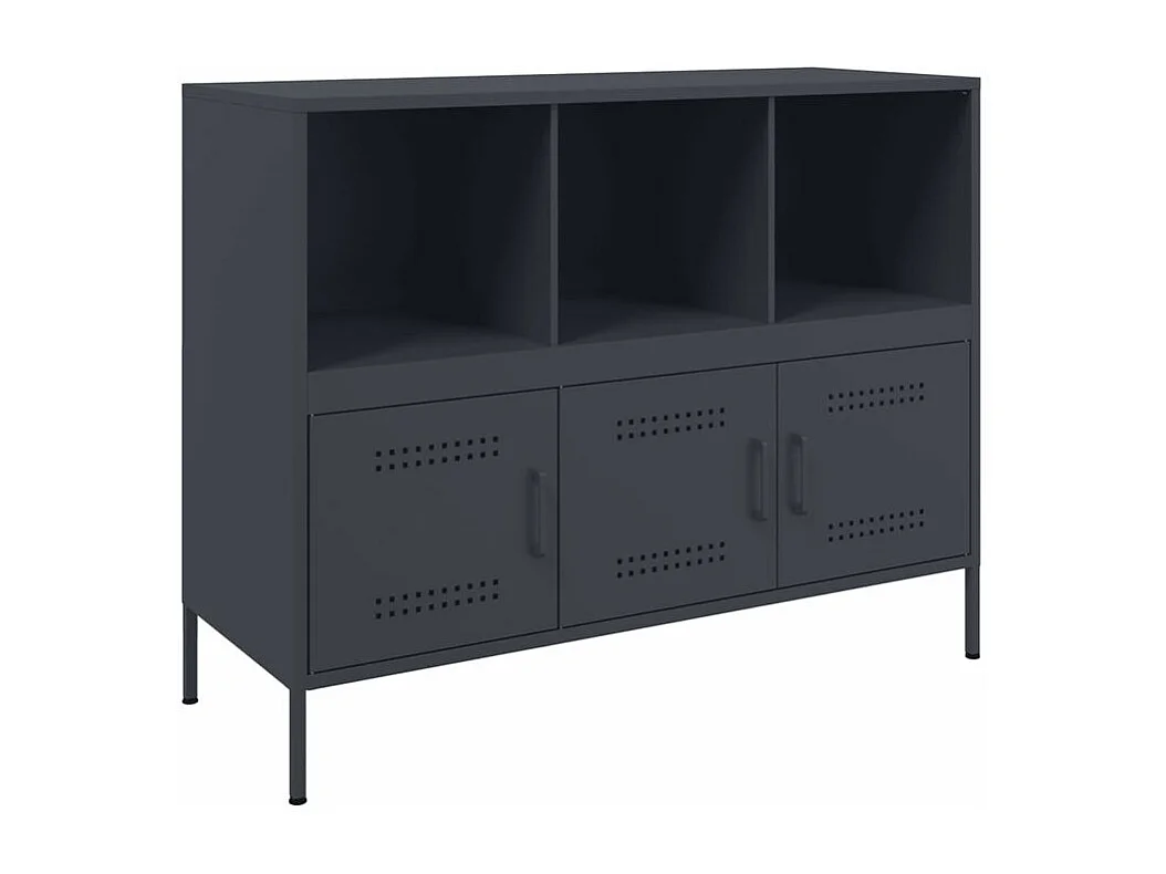 Meuble de rangement 3 portes 3 niches en acier Klavin 100cm - Style Industriel-Couleur Gris anthracite