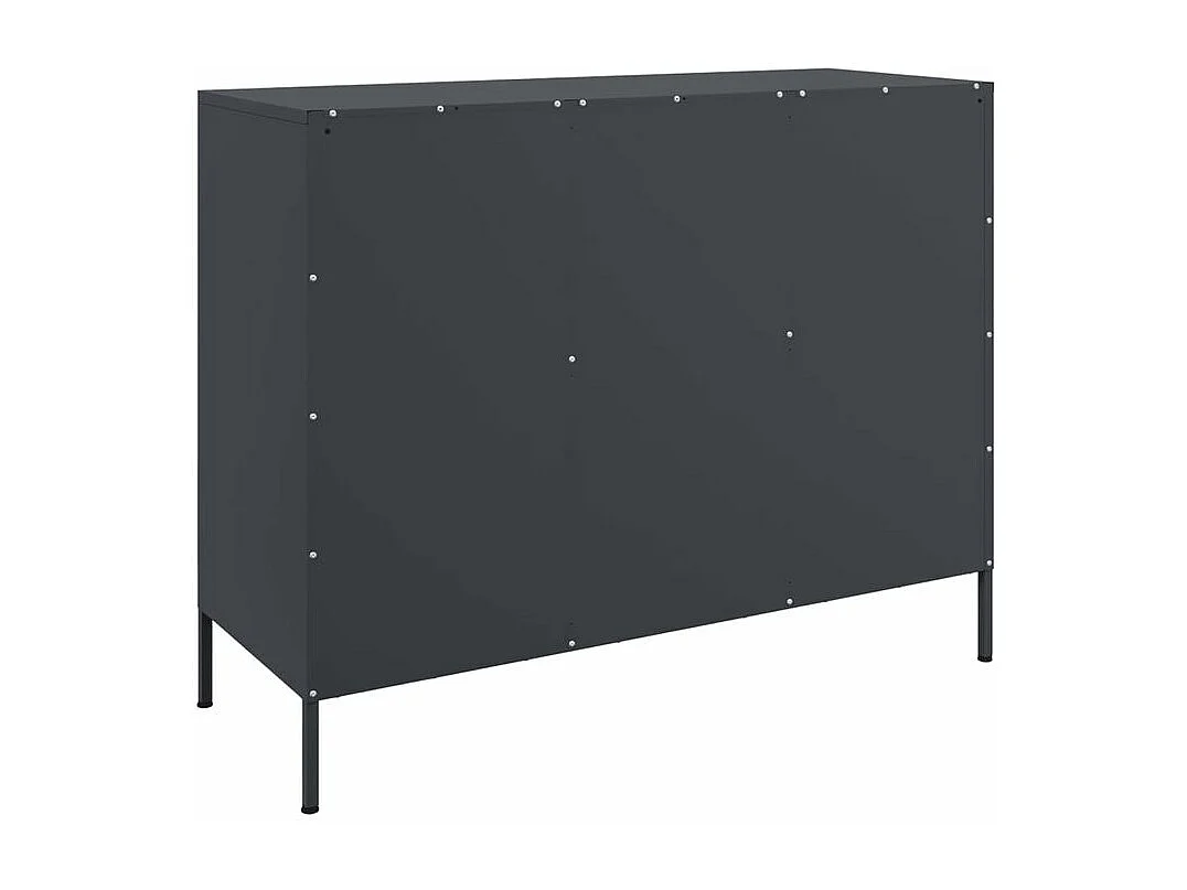 Meuble de rangement 3 portes 3 niches en acier Klavin 100cm - Style Industriel-Couleur Gris anthracite