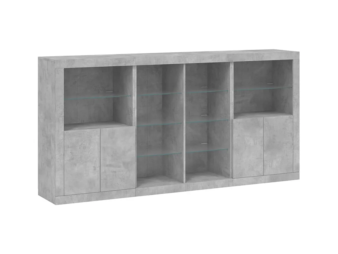 Buffet avec lumières LED gris béton 202x37x100