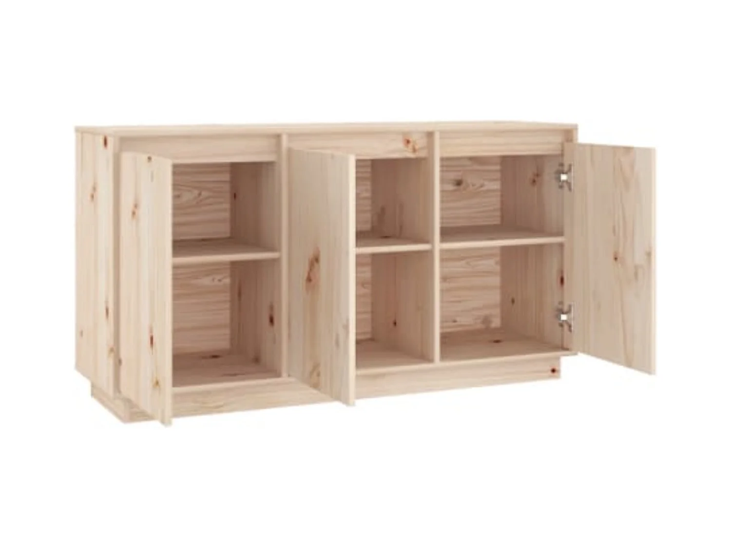 Petit buffet 3 portes en bois massif de pin Romane – Style classique et fonctionnel-Couleur Naturel