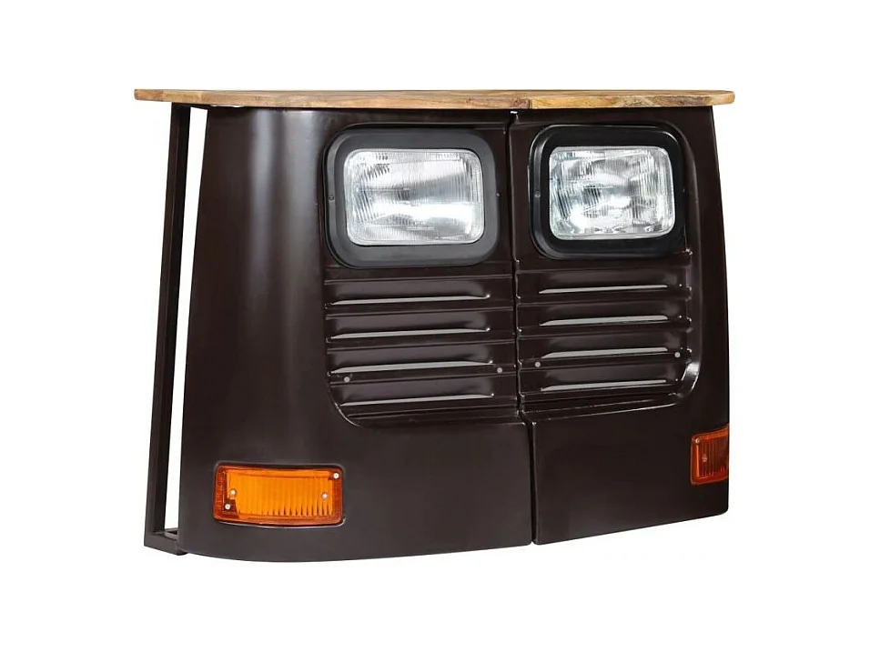 Buffet métal gris et plateau manguier massif Vroum