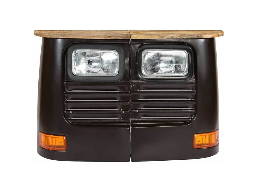 Buffet métal gris et plateau manguier massif Vroum