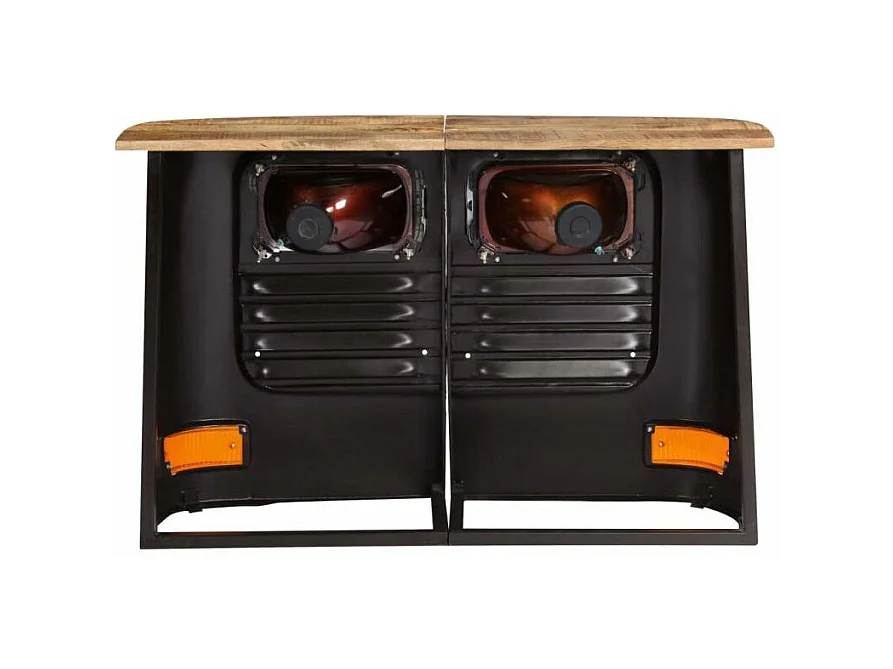 Buffet métal gris et plateau manguier massif Vroum