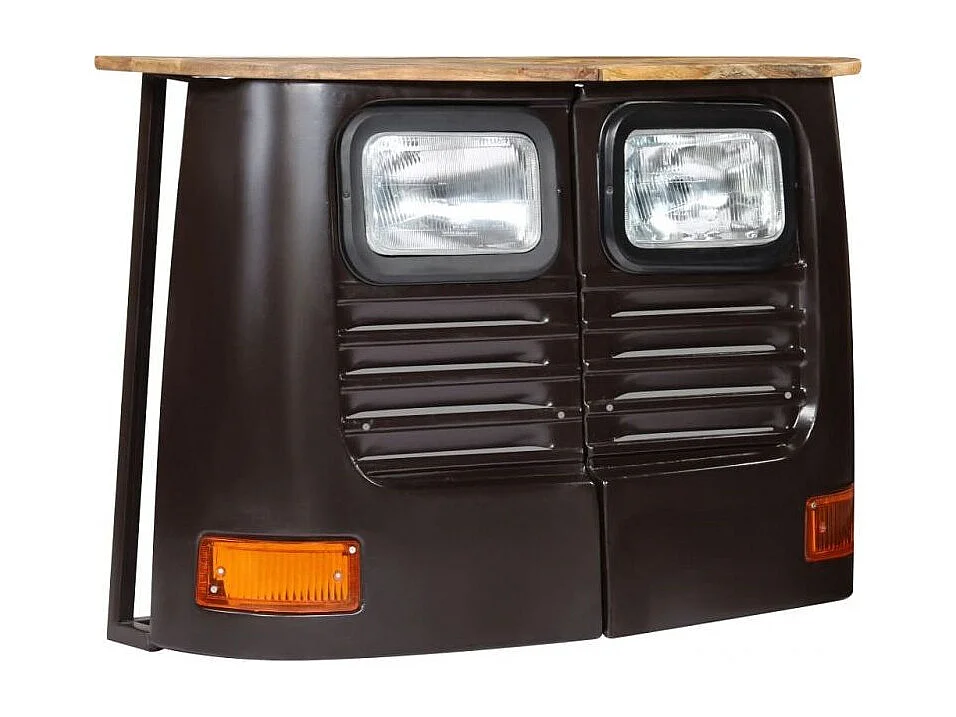 Buffet métal gris et plateau manguier massif Vroum