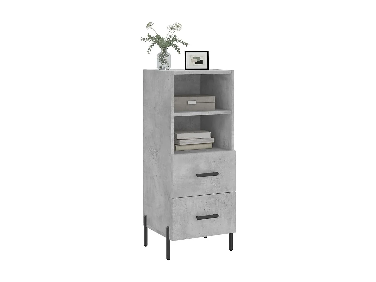 Buffet Gris béton 34,5x34x90 Bois d'ingénierie