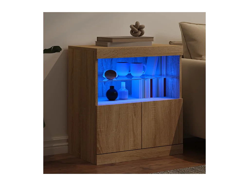 Buffet avec lumières LED chêne sonoma 60x37x67