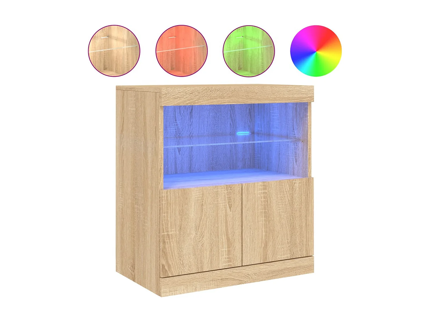 Buffet avec lumières LED chêne sonoma 60x37x67