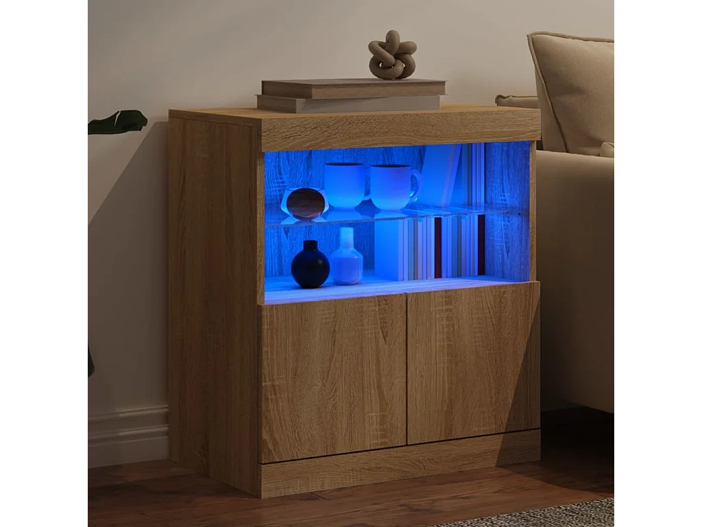 Buffet avec lumières LED chêne sonoma 60x37x67