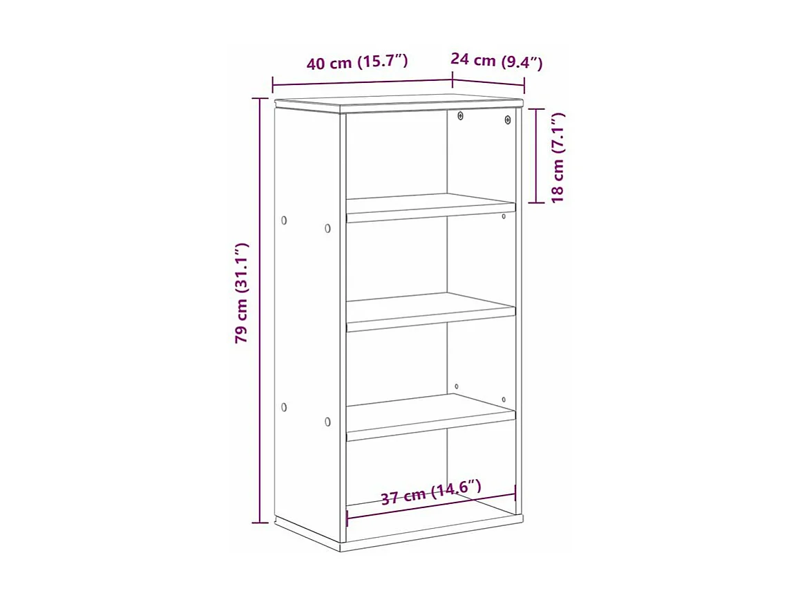 Armoire latérale ODDA 40x24x79 bois massif pin
