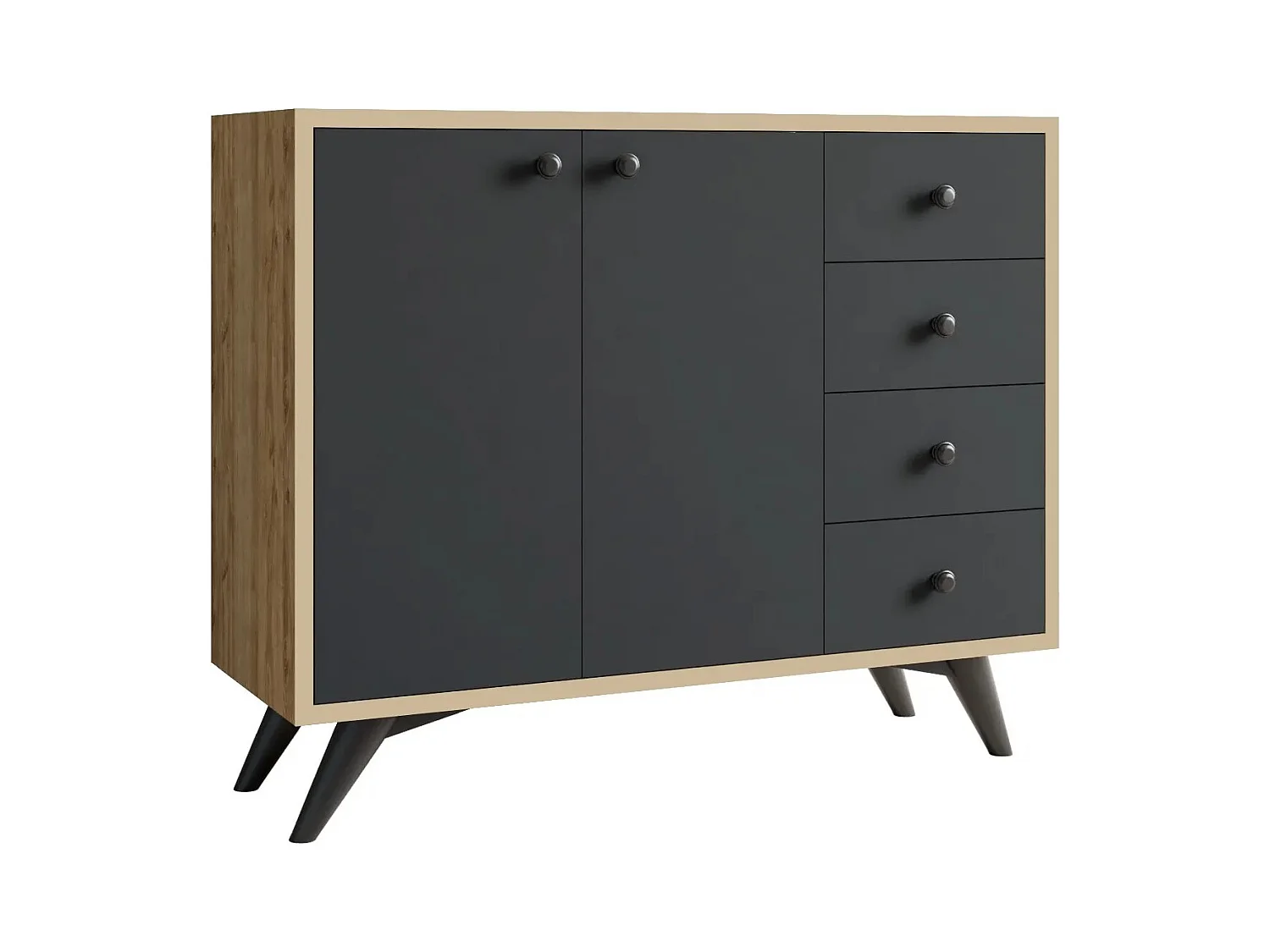 Gabinete multiusos Waga color roble Antracita 100x82x35 cm