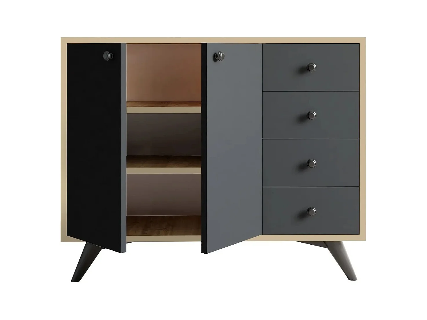 Gabinete multiusos Waga color roble Antracita 100x82x35 cm