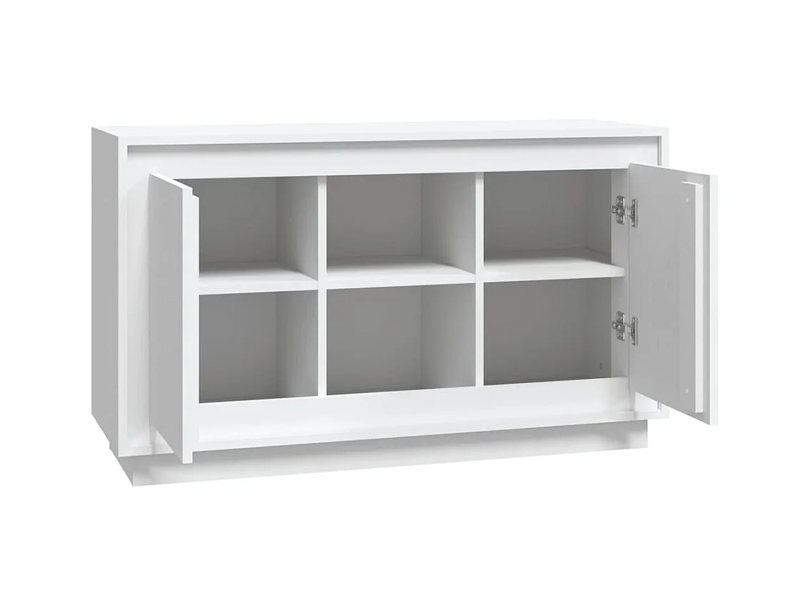 Petit buffet 2 portes 1 étagère extérieure 102cm – Modèle Novila-Couleur Blanc