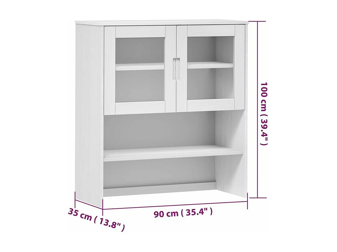 Dessus de buffet MOLDE Blanc 90x35x100 Bois massif de pin