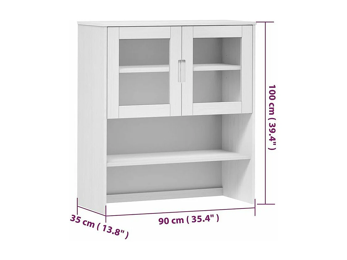 Dessus de buffet MOLDE Blanc 90x35x100 Bois massif de pin