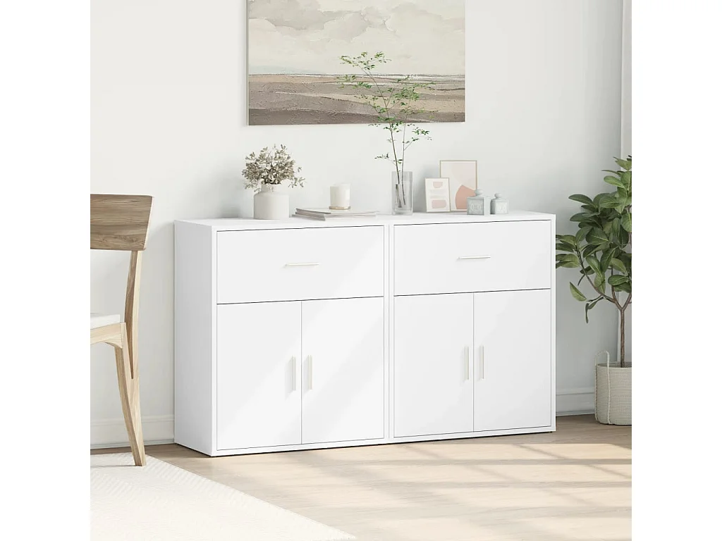 Buffets 2 pcs blanc 60x31x70 bois d'ingénierie