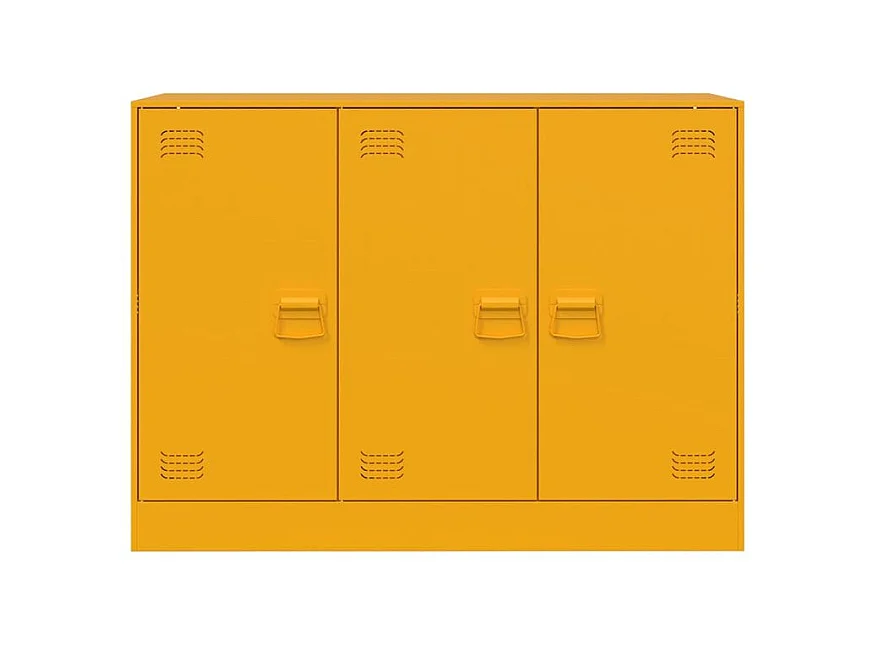 Meuble de rangement 3 portes en acier Lazard 99cm - Style Industriel-Couleur Jaune curry