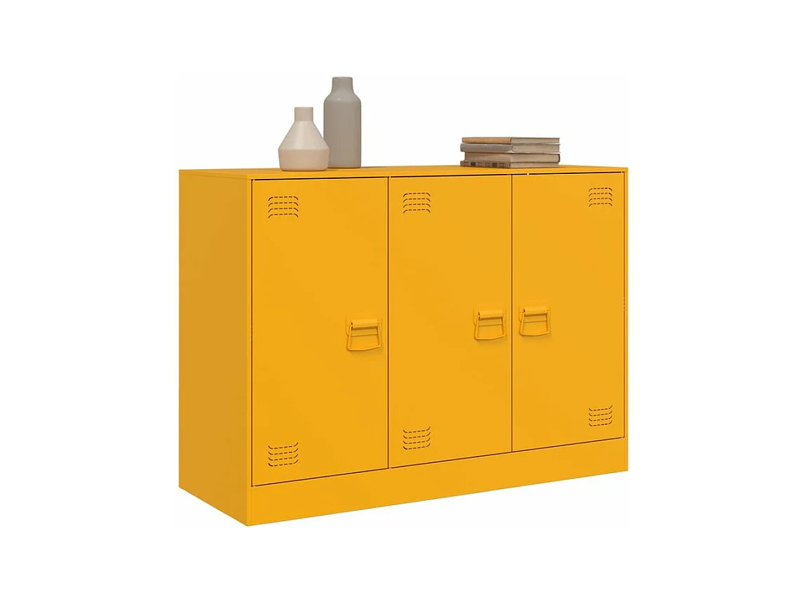 Meuble de rangement 3 portes en acier Lazard 99cm - Style Industriel-Couleur Jaune curry