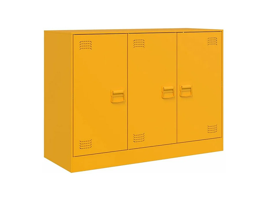 Meuble de rangement 3 portes en acier Lazard 99cm - Style Industriel-Couleur Jaune curry
