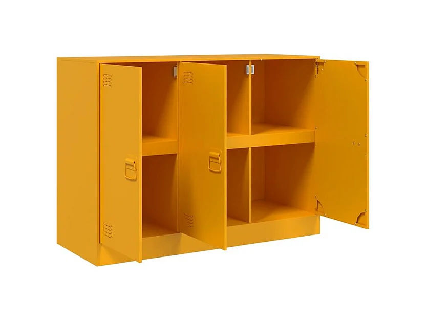 Meuble de rangement 3 portes en acier Lazard 99cm - Style Industriel-Couleur Jaune curry