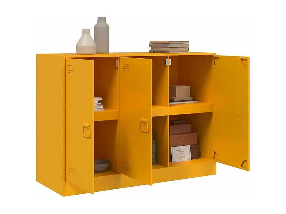 Meuble de rangement 3 portes en acier Lazard 99cm - Style Industriel-Couleur Jaune curry