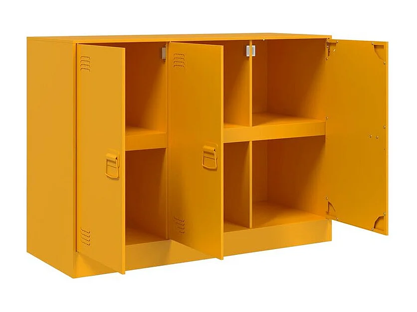 Meuble de rangement 3 portes en acier Lazard 99cm - Style Industriel-Couleur Jaune curry