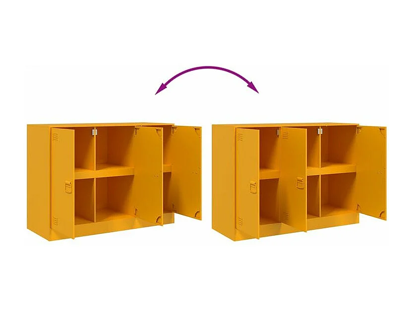 Meuble de rangement 3 portes en acier Lazard 99cm - Style Industriel-Couleur Jaune curry